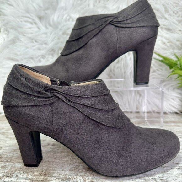 LIFE STRIDE Soft System Corie Ankle Boots Women’s Size 9 Dk Grey Side Zip Vegan - Picture 1 of 16